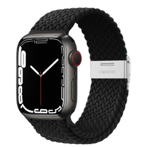 NEW Adjustable BLACK Braided Solo Loop For Apple Watch - Picture 1 of 4
